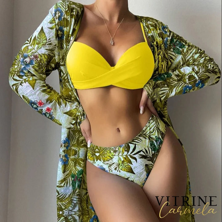 Biquíni Floral - Conjunto Amarelo / P