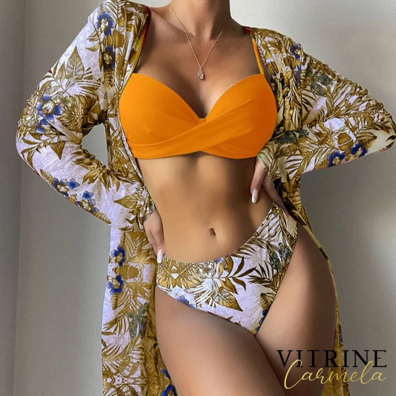 Biquíni Floral - Conjunto Laranja / P