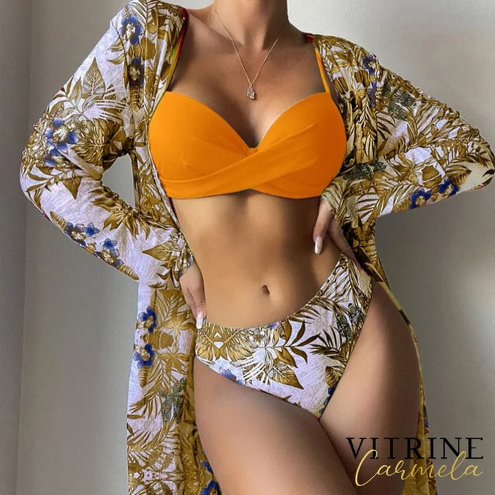 Biquíni Floral - Conjunto Laranja / P