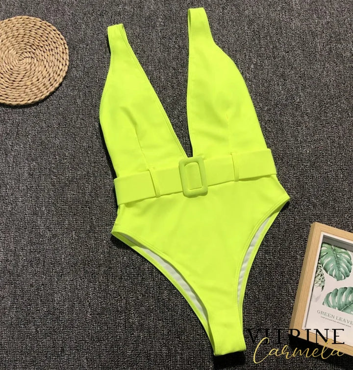 Maiô Deep V Verde Fluorescente / P 200000598
