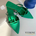 Summer Women Slippers Outdoor Flats Pointed Toe Causal Sandals Comfortable Fashion Green Shoes Plus