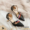 Version Of The Fashion Pointed Shallow Mouth Buckle High Heels Sexy Word With Sandals Fine