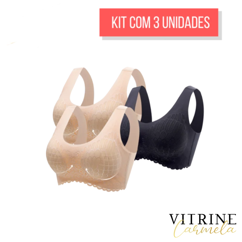 Sutiã Confort Plus 5D - Kit 3 Unidades Nude + Preto / Pp (38) 31201