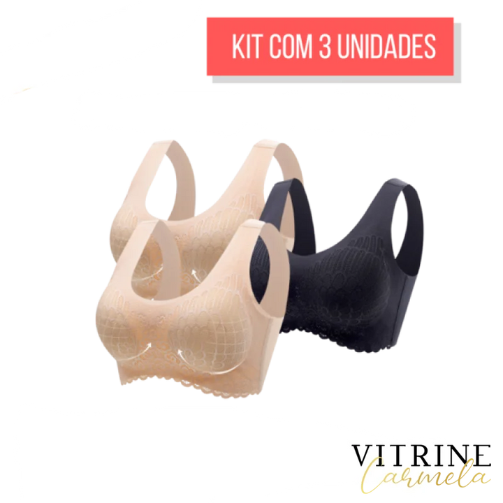 Sutiã Confort Plus 5D - Kit 3 Unidades Nude + Preto / Pp (38) 31201