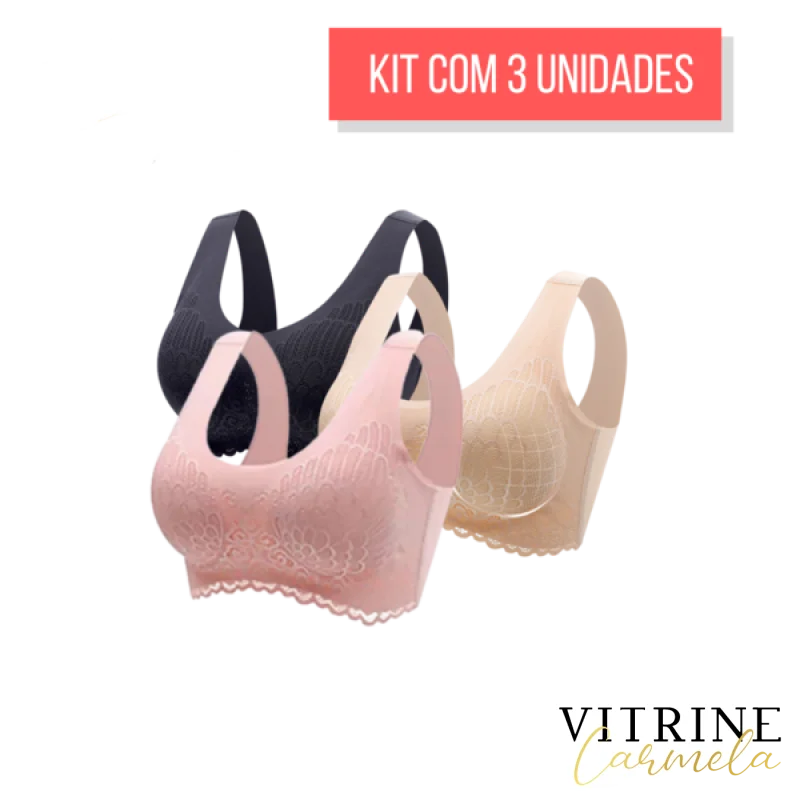 Sutiã Confort Plus 5D - Kit 3 Unidades Nude + Rosa Preto / Pp (38) 31201