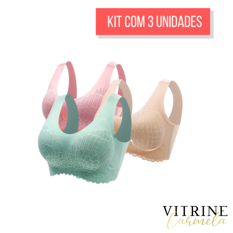 Sutiã Confort Plus 5D - Kit 3 Unidades Nude + Rosa Verde / Pp (38) 31201