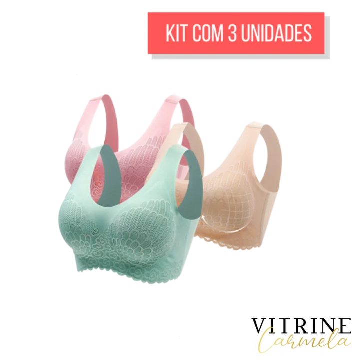 Sutiã Confort Plus 5D - Kit 3 Unidades Nude + Rosa Verde / Pp (38) 31201