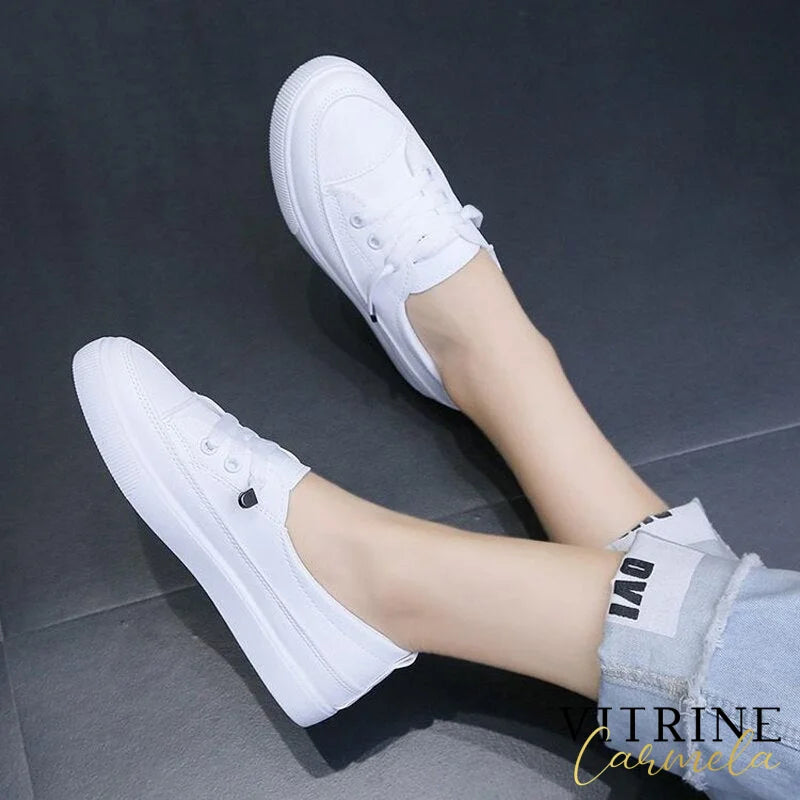 Comemore 2021 New Moccasins Woman Summer Loafers White Flat Rubber Sole Vulcanize Sports Shoes